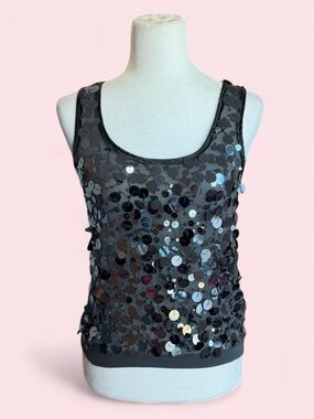 DKNY Womens Silk Sheer Sequin Tank Top